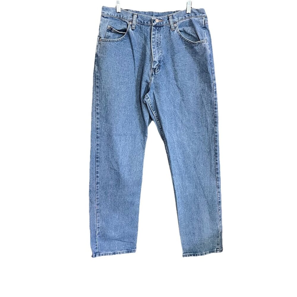Mens Wrangler Relaxed Fit Jeans 36x32 Measure 36x32 100% Cotton Light Wash